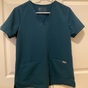 Figs Scrubs Caribbean Blue Top Small